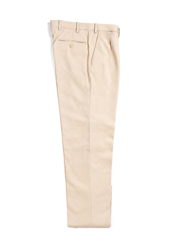 NR Napoli NRP Mod. 3 ecru denim trousers, full-length front view with double pleats.