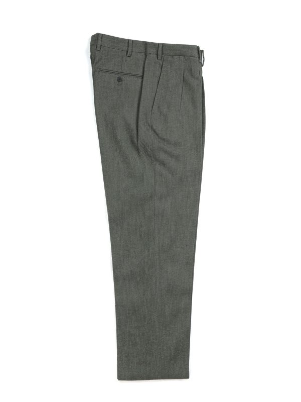 NR Napoli NRP Mod. 3 green trousers, full-length front view with double pleats.