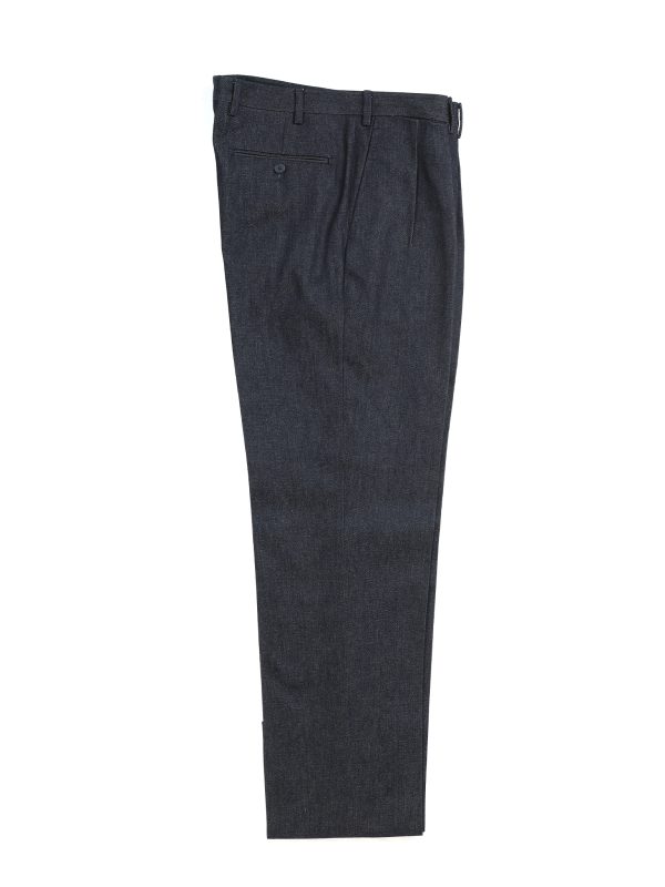 NR Napoli NRP Mod. 3 indigo denim trousers, full-length front view with double pleats.
