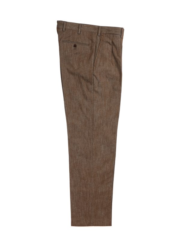 NR Napoli NRP Mod. 3 dark brown trousers, full-length front view with double pleats.