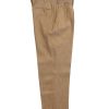 NR Napoli NRP Mod. 3 tan trousers, full-length front view with double pleats.