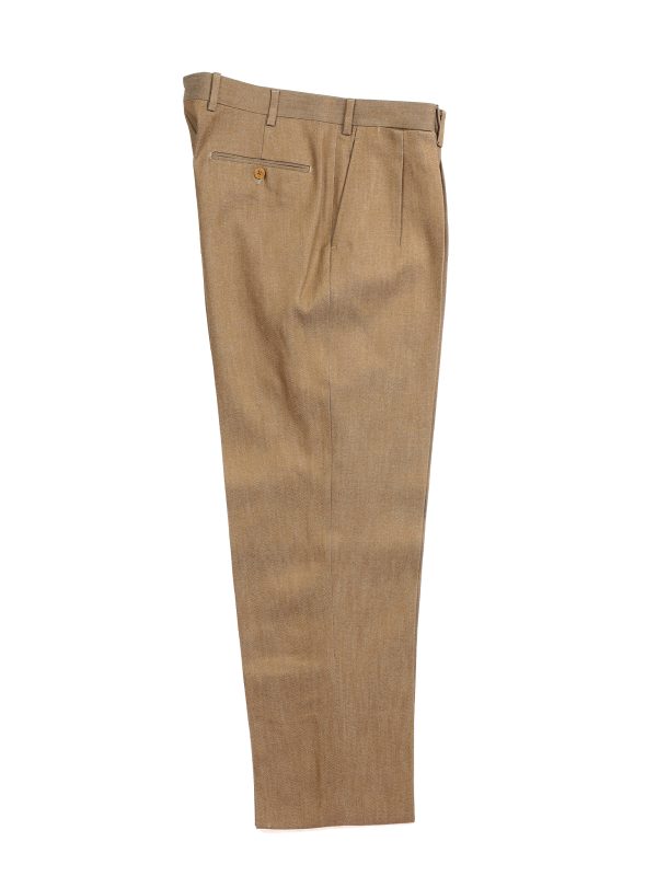 NR Napoli NRP Mod. 3 tan trousers, full-length front view with double pleats.