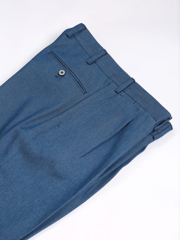 NR Napoli NRP Mod. 3 washed denim trousers with open waistband, showing the interior construction and denim texture.