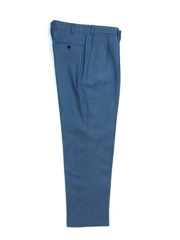 NR Napoli NRP Mod. 3 washed denim trousers, full-length front view with double pleats.
