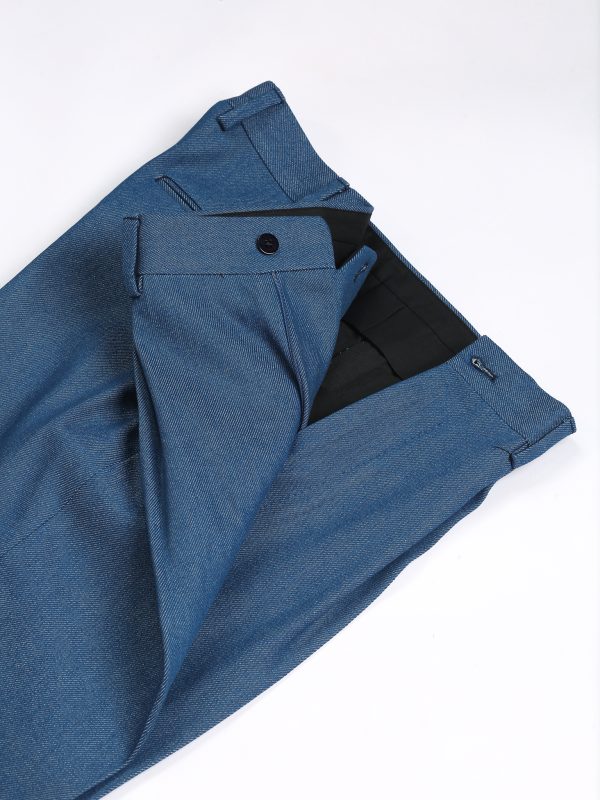 NR Napoli NRP Mod. 3 washed denim trousers, folded to show the belt loops and back pocket.