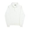 NR NAPOLI NISIDA ivory Cashwool polo with a cable-knit front, smooth long sleeves and three-button placket, shown on a white background.