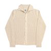 NR NAPOLI MARECHIARO beige Cashwool cardigan with a dense textured knit, polo collar and button front, shown on a white background.