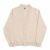 NR NAPOLI VOMERO beige Cashwool cardigan with a deep V-neck, wide front band and low five-button fastening, front view on a white background.