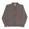 NR NAPOLI VOMERO brown Cashwool cardigan with a deep V-neck, wide front band and low five-button fastening, front view on a white background.