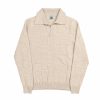 NR NAPOLI CHIAIA beige Cashwool polo with a textured square pattern, long sleeves and an open collar, front view on a white background.